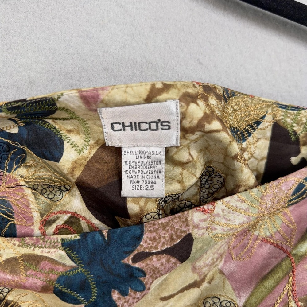 Chicos Skirt Womens 2.5 Colorful Silk Embroidered Floral Boho Luxury Flowy - Picture 10 of 12